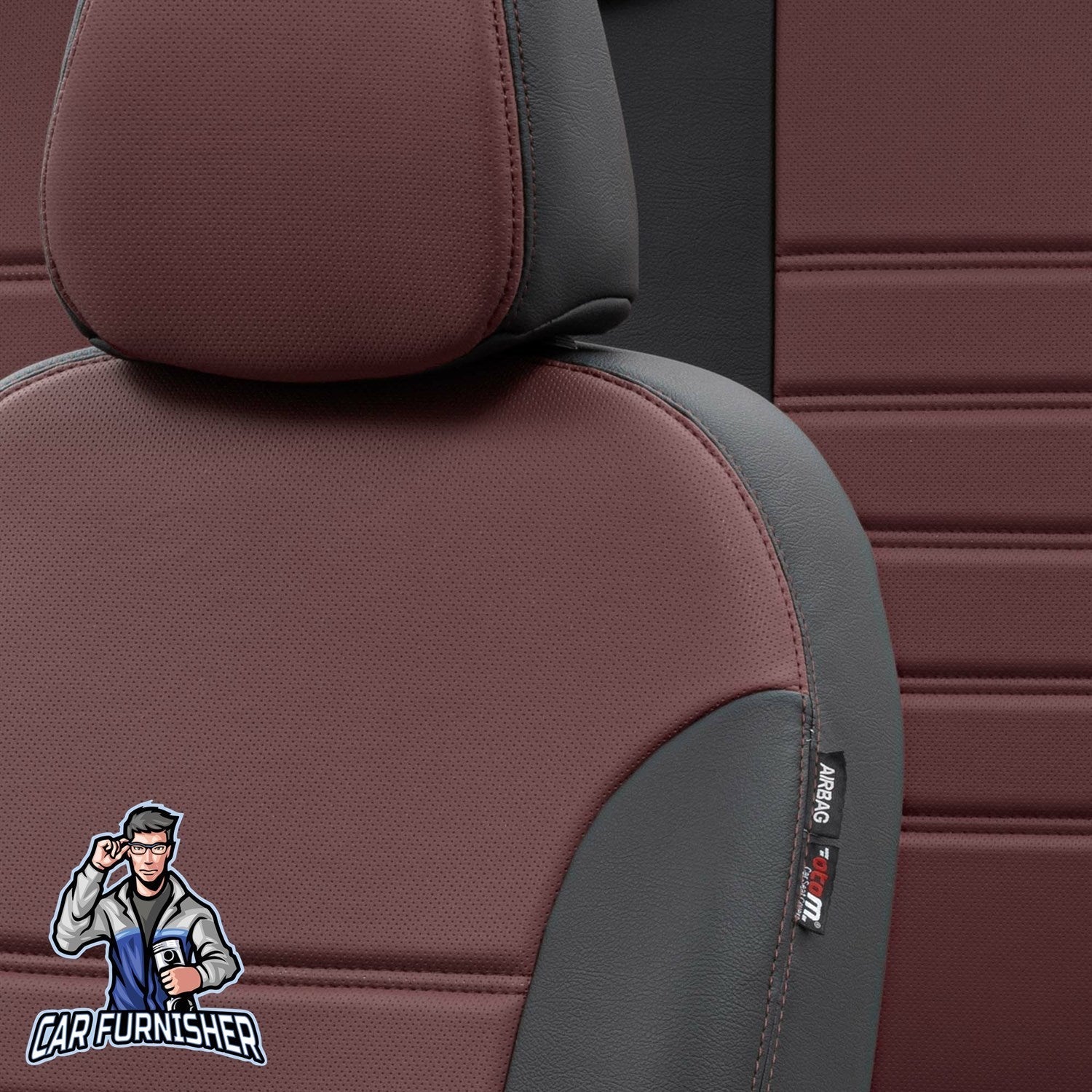 Fiat Marea Car Seat Covers 1996-2007 Istanbul Design Burgundy Full Set (5 Seats + Handrest) Leather & Fabric