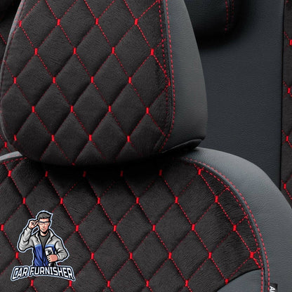 Fiat Marea Seat Covers Madrid Foal Feather Design Dark Red Leather & Foal Feather