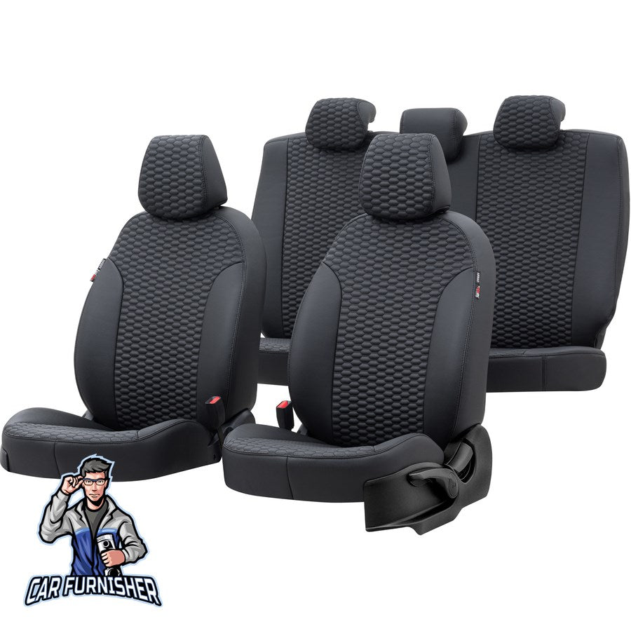 Fiat Panda Car Seat Covers 2004-2023 Tokyo Design Black Full Set (5 Seats + Handrest) Full Leather