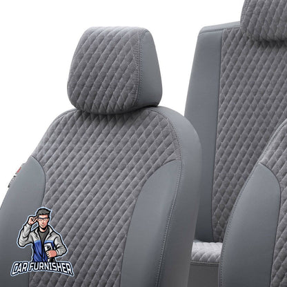 Ford Connect Seat Covers Amsterdam Foal Feather Design Smoked Black Leather & Foal Feather