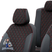 Thumbnail for Ford Connect Seat Covers Madrid Foal Feather Design Dark Red Leather & Foal Feather