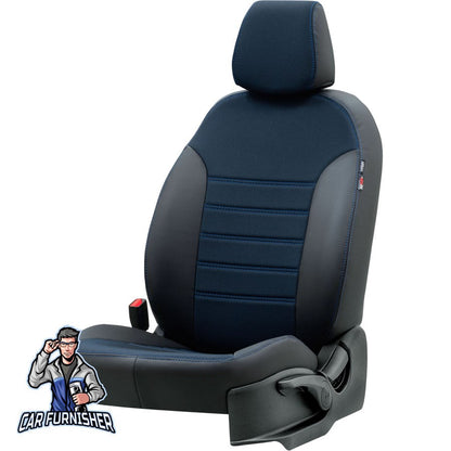 Ford Connect Seat Covers Paris Leather & Jacquard Design Blue Leather & Jacquard Fabric