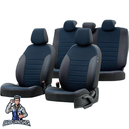 Ford Connect Seat Covers Paris Leather & Jacquard Design Blue Leather & Jacquard Fabric