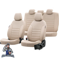 Thumbnail for Ford Transit Custom Seat Covers Istanbul Leather Design Beige Leather