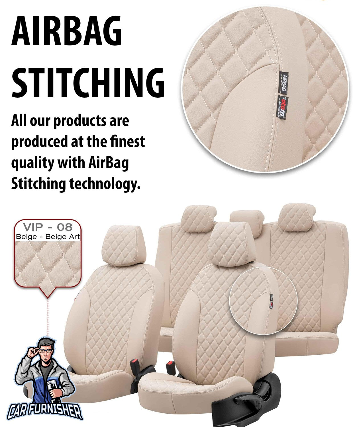 Ford Transit Custom Seat Covers Madrid Leather Design Beige Leather