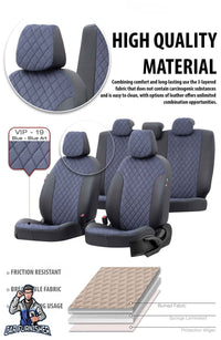 Thumbnail for Ford Transit Custom Seat Covers Madrid Foal Feather Design Blue Leather & Foal Feather