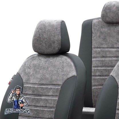 Ford Transit Custom Seat Covers Milano Suede Design Smoked Black Leather & Suede Fabric