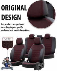 Thumbnail for Opel Vectra Seat Covers Paris Leather & Jacquard Design Red Leather & Jacquard Fabric