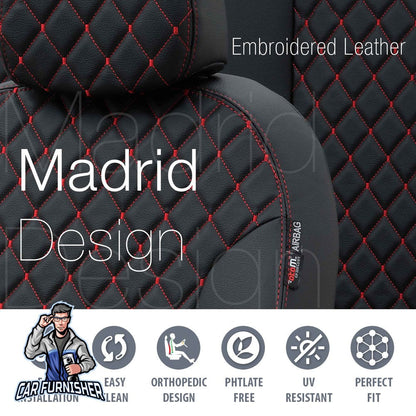 Landrover Freelander Car Seat Covers 1998-2012 Madrid Design Dark Red Leather