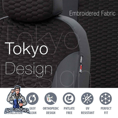Mitsubishi Canter Seat Covers Tokyo Foal Feather Design Dark Gray Leather & Foal Feather
