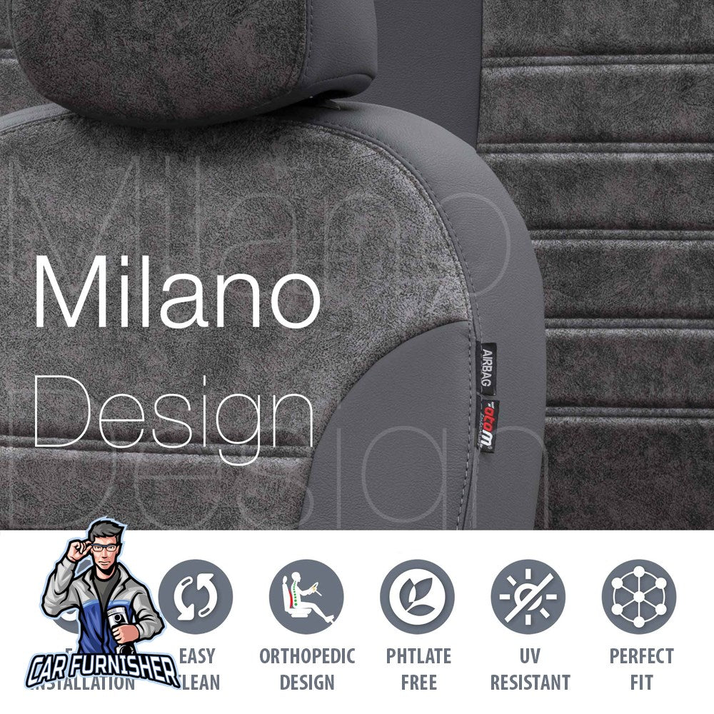 Opel Insignia Car Seat Covers 2009-2023 Milano Design Smoked Black Full Set (5 Seats + Handrest) Leather & Fabric