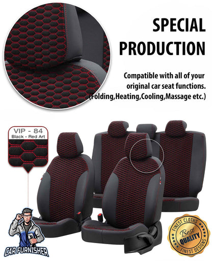 Mitsubishi Canter Seat Covers Tokyo Foal Feather Design Black Leather & Foal Feather