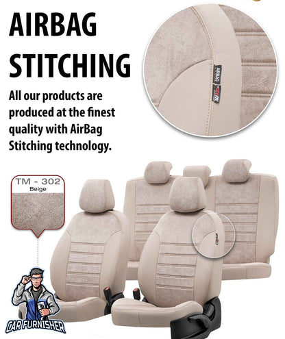 Kia Opirus Seat Covers Milano Suede Design Beige Leather & Suede Fabric