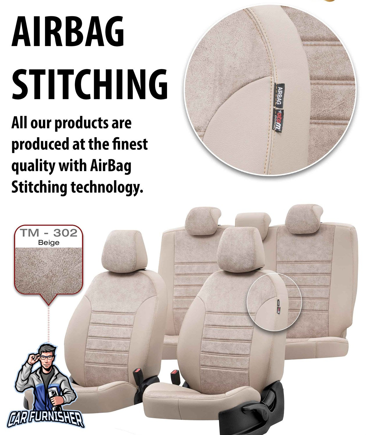 Opel Insignia Car Seat Covers 2009-2023 Milano Design Beige Full Set (5 Seats + Handrest) Leather & Fabric