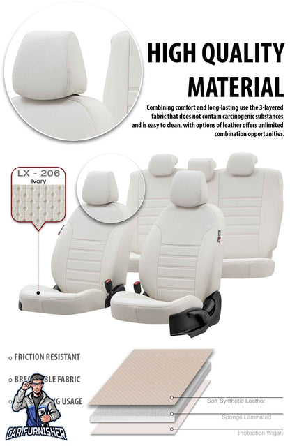 Mercedes GLC Series Car Seat Covers 2015-2023 New York Design Black Full Set (5 Seats + Handrest) Leather & Fabric