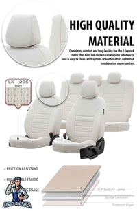 Thumbnail for Peugeot 407 Seat Covers New York Leather Design Ivory Leather
