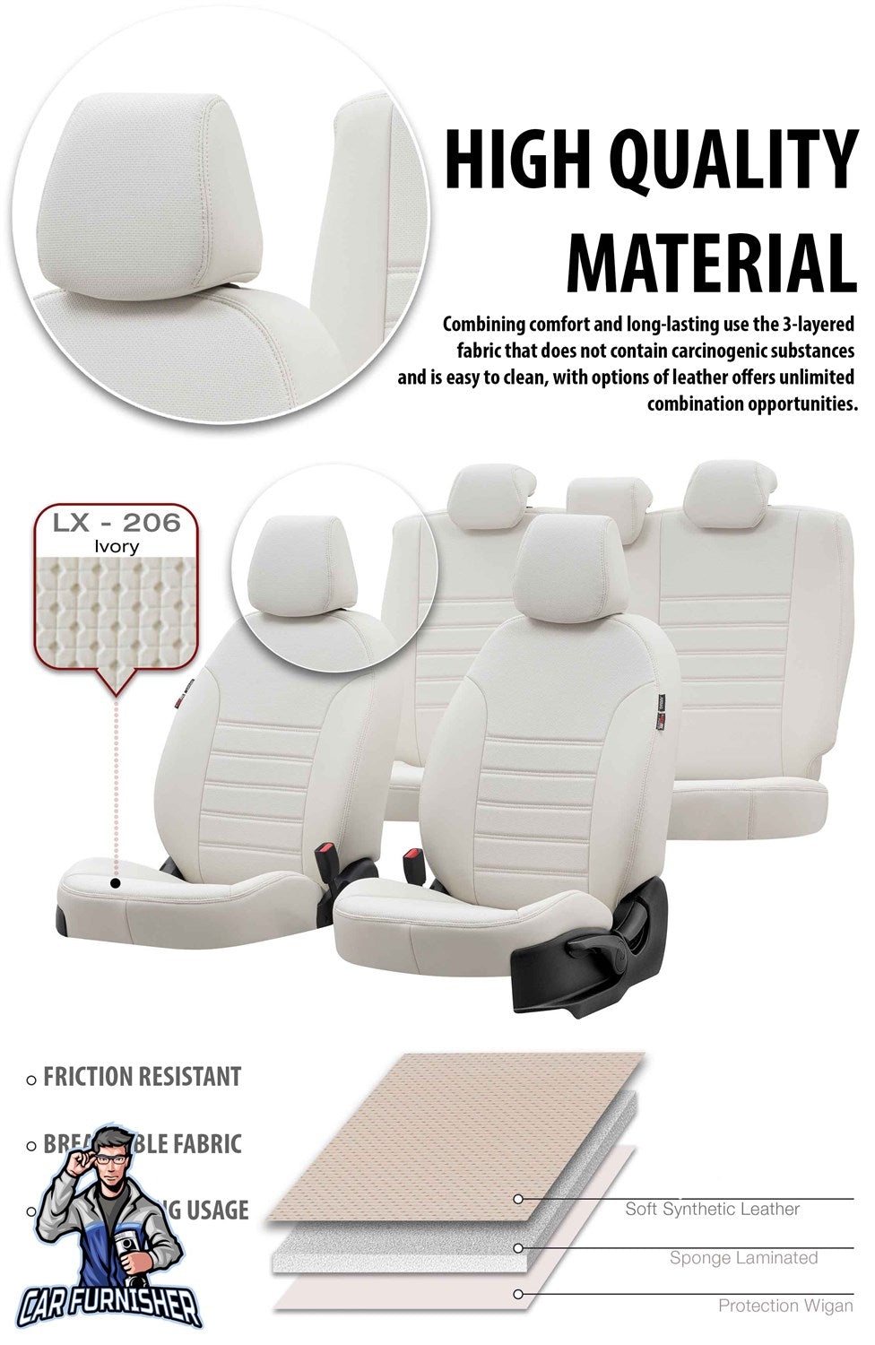 Renault Koleos Car Seat Covers 2017-2023 New York Design Smoked Leather & Fabric