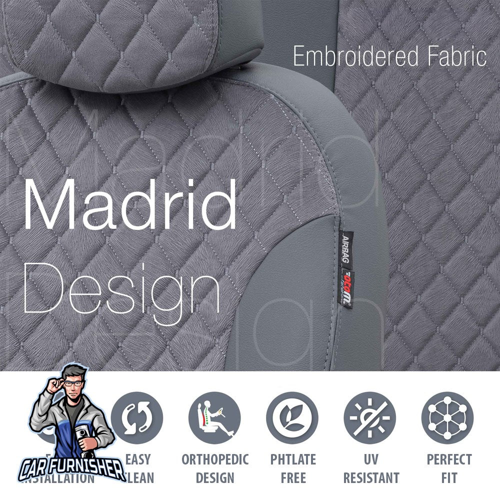 Opel Grandland X Car Seat Covers 2017-2023 Madrid Feather Dark Gray Full Set (5 Seats + Handrest) Leather & Foal Feather