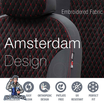 Skoda Kodiaq Seat Covers Amsterdam Foal Feather Design Smoked Black Leather & Foal Feather