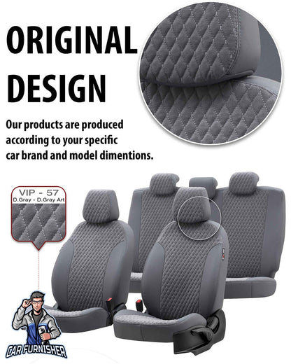 Skoda Karoq Seat Covers Amsterdam Foal Feather Design Dark Gray Leather & Foal Feather