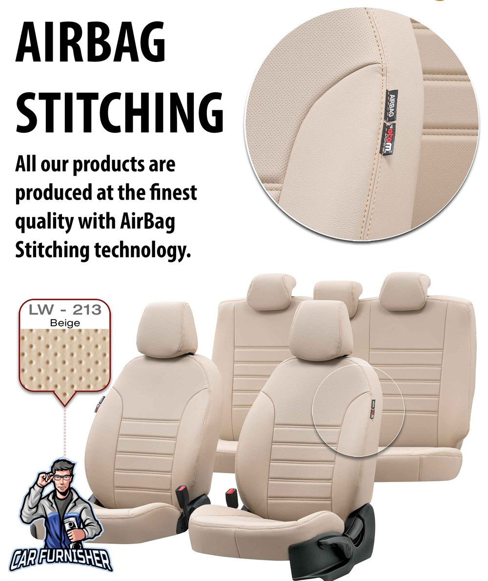 Mini Clubman Car Seat Covers 2015-2023 Istanbul Design Beige Full Set (5 Seats + Handrest) Leather & Fabric