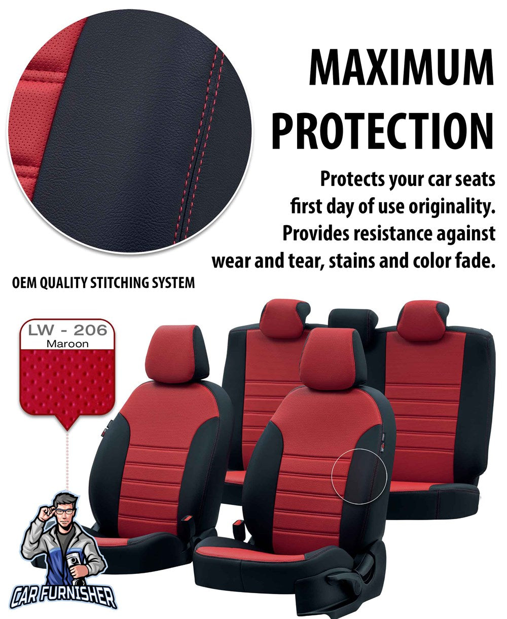 Mini Clubman Car Seat Covers 2015-2023 Istanbul Design Smoked Black Full Set (5 Seats + Handrest) Leather & Fabric