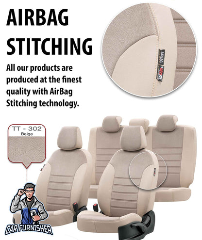 Renault Broadway Car Seat Covers 1983-2001 London Design Beige Full Set (5 Seats + Handrest) Leather & Fabric
