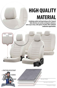 Thumbnail for Skoda Roomster Car Seat Covers 2007-2014 London Design Ivory Leather & Foal Feather