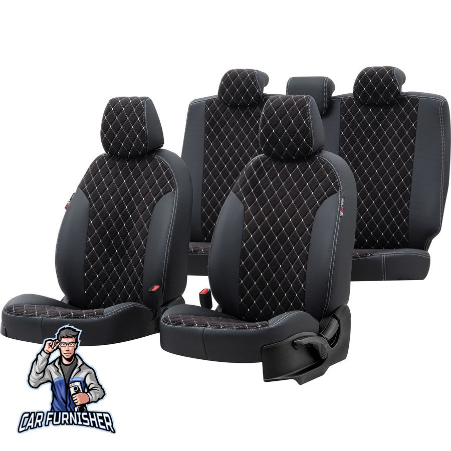 Volkswagen Amarok Seat Cover Madrid Foal Feather Design Dark Gray Leather & Foal Feather