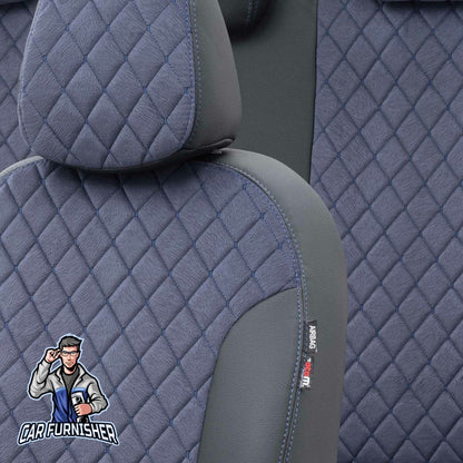 Skoda Octavia Seat Covers Madrid Foal Feather Design Blue Leather & Foal Feather