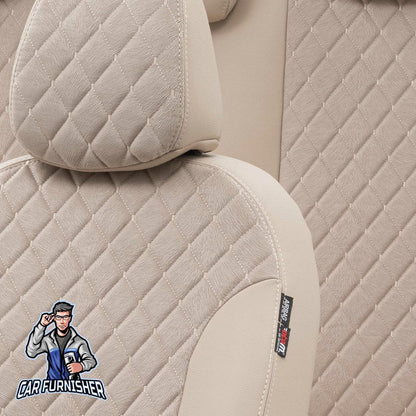 Peugeot Boxer Seat Covers Madrid Foal Feather Design Beige Leather & Foal Feather
