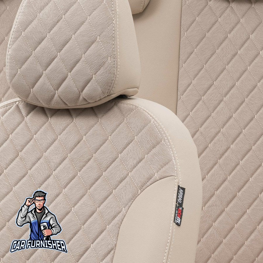 Skoda Fabia Seat Covers Madrid Foal Feather Design Beige Leather & Foal Feather