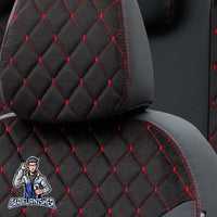 Thumbnail for Jeep Compass Seat Covers Madrid Foal Feather Design Dark Red Leather & Foal Feather