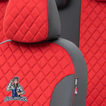 Mercedes C Class Seat Covers Madrid Foal Feather Design Red Leather & Foal Feather