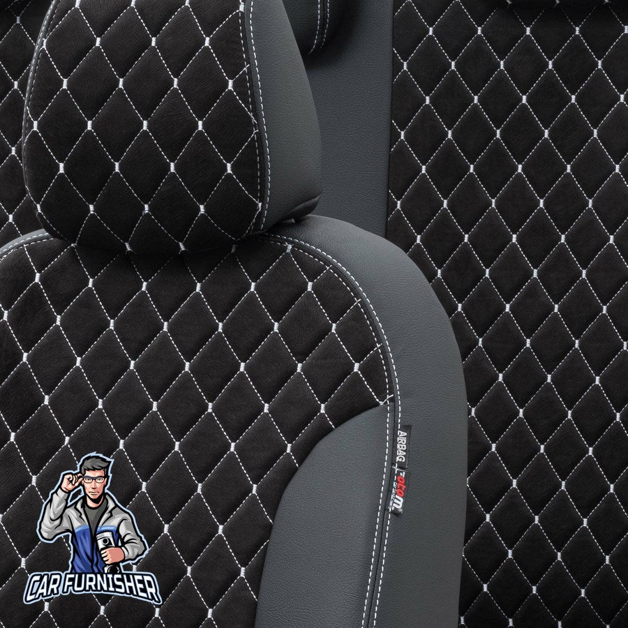 Skoda Fabia Seat Covers Madrid Foal Feather Design Dark Gray Leather & Foal Feather
