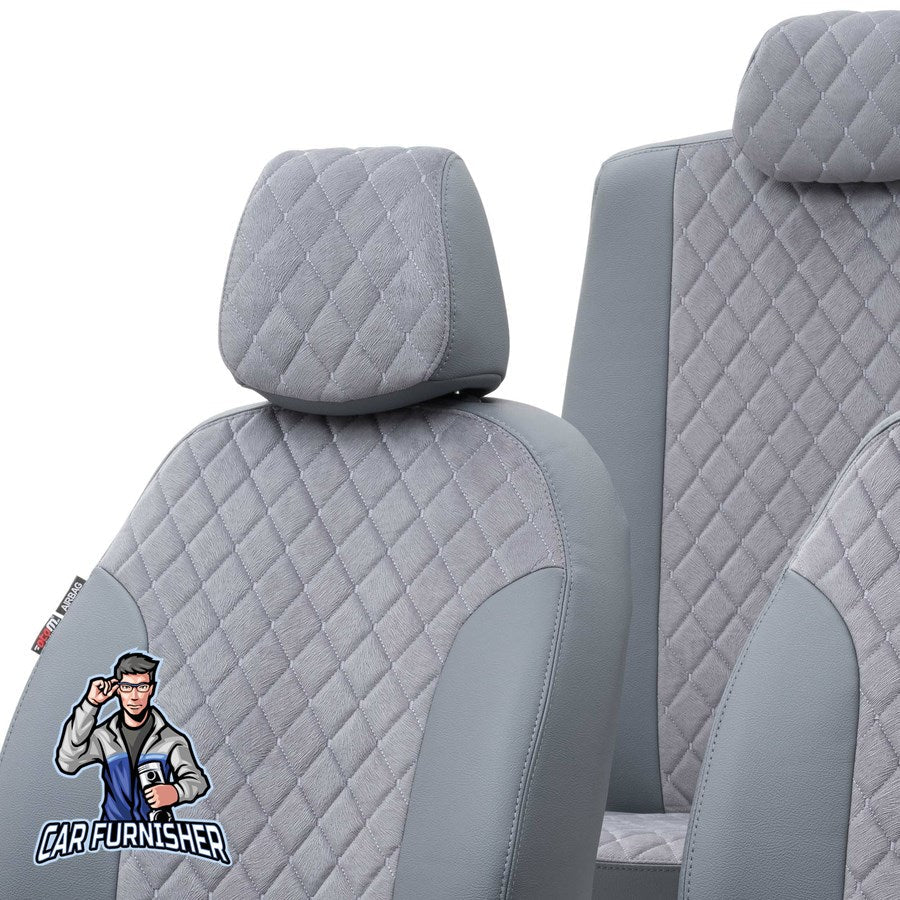 Ssangyong Korando Seat Covers Madrid Foal Feather Design Smoked Leather & Foal Feather