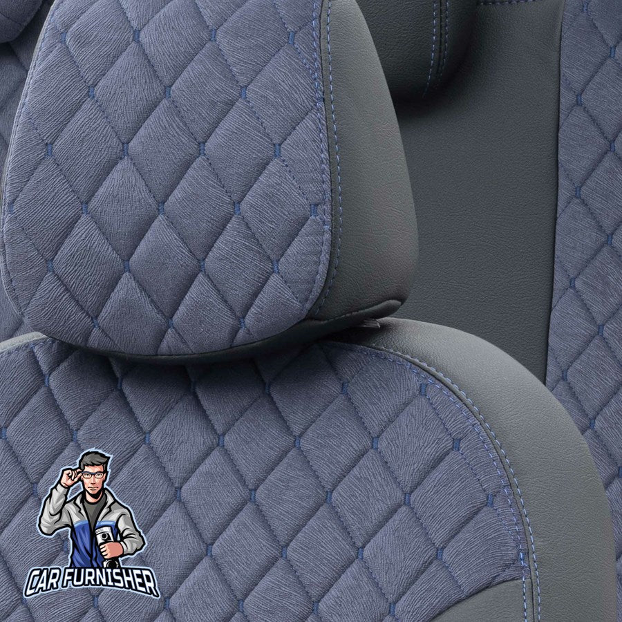Isuzu NPR Seat Covers Madrid Foal Feather Design Blue Leather & Foal Feather