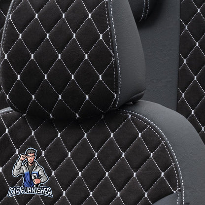 Skoda Citigo Seat Covers Madrid Foal Feather Design Dark Gray Leather & Foal Feather