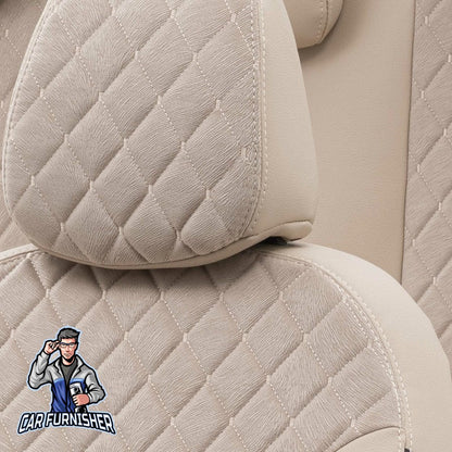 Skoda Fabia Seat Covers Madrid Foal Feather Design Beige Leather & Foal Feather