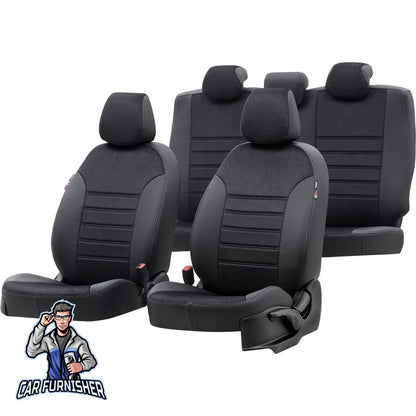 Peugeot 301 Seat Covers Milano Suede Design Black Leather & Suede Fabric