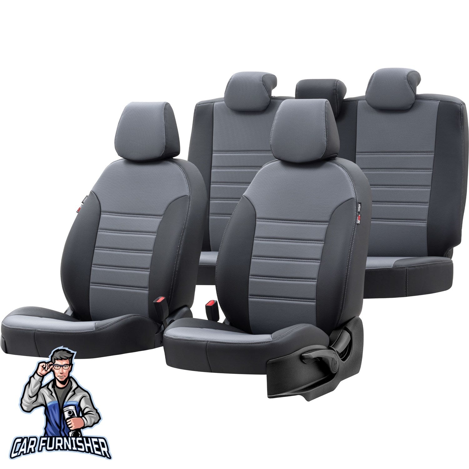 Nissan Primera Car Seat Covers 1995-2008 New York Design Smoked Black Full Set (5 Seats + Handrest) Leather & Fabric