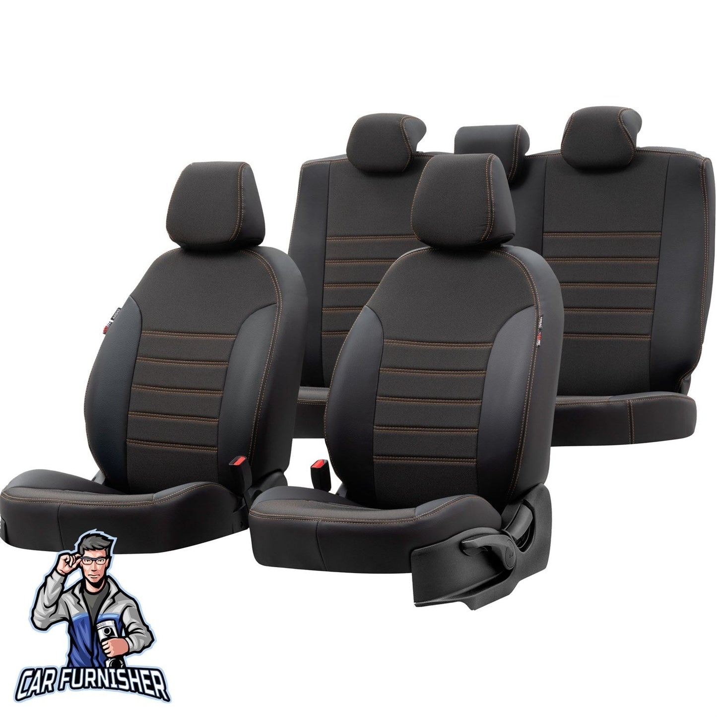 Seat Mii Seat Covers Paris Leather & Jacquard Design Dark Beige Leather & Jacquard Fabric