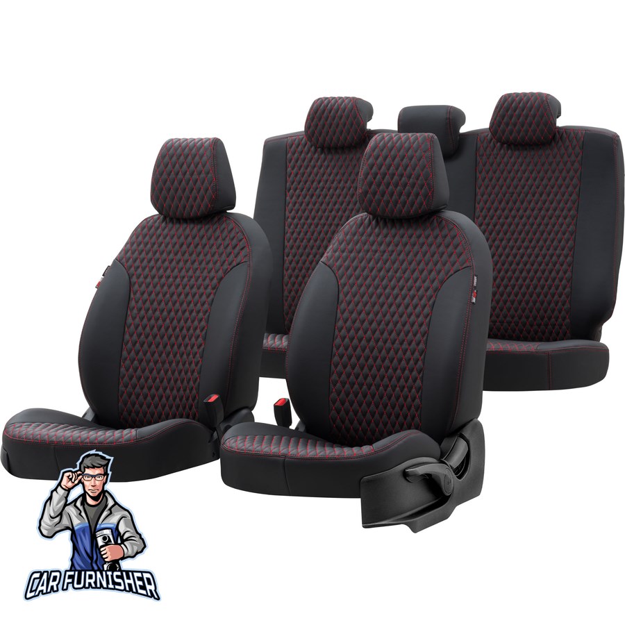 Skoda Citigo Car Seat Covers 2011-2016 Amsterdam Design Red Full Set (5 Seats + Handrest) Full Leather