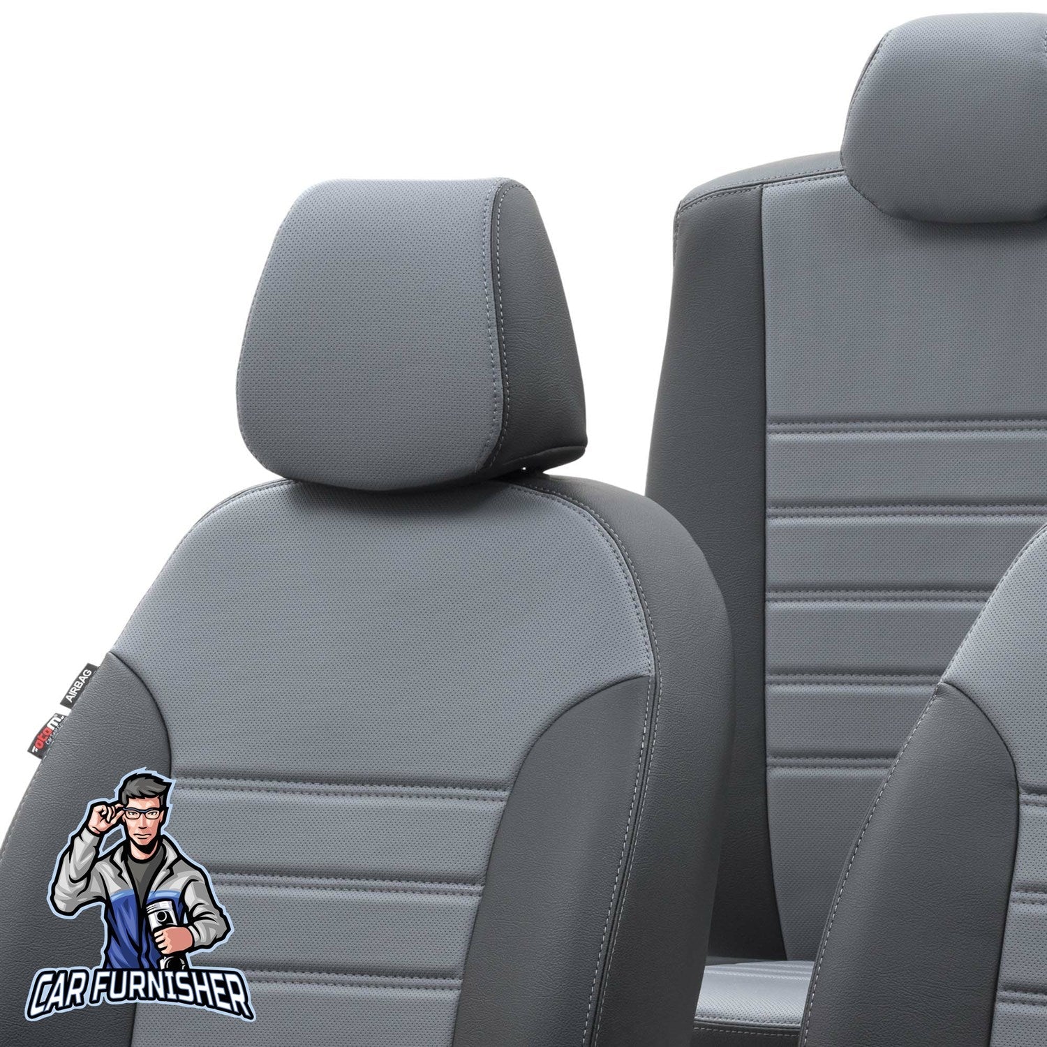 Mitsubishi Outlander Car Seat Covers 2012-2023 Istanbul Design Smoked Black Leather & Fabric