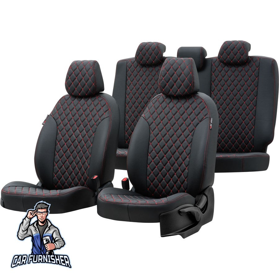 Seat Toledo Car Seat Covers 1999-2017 Madrid Design Dark Red Full Set (5 Seats + Handrest) Full Leather
