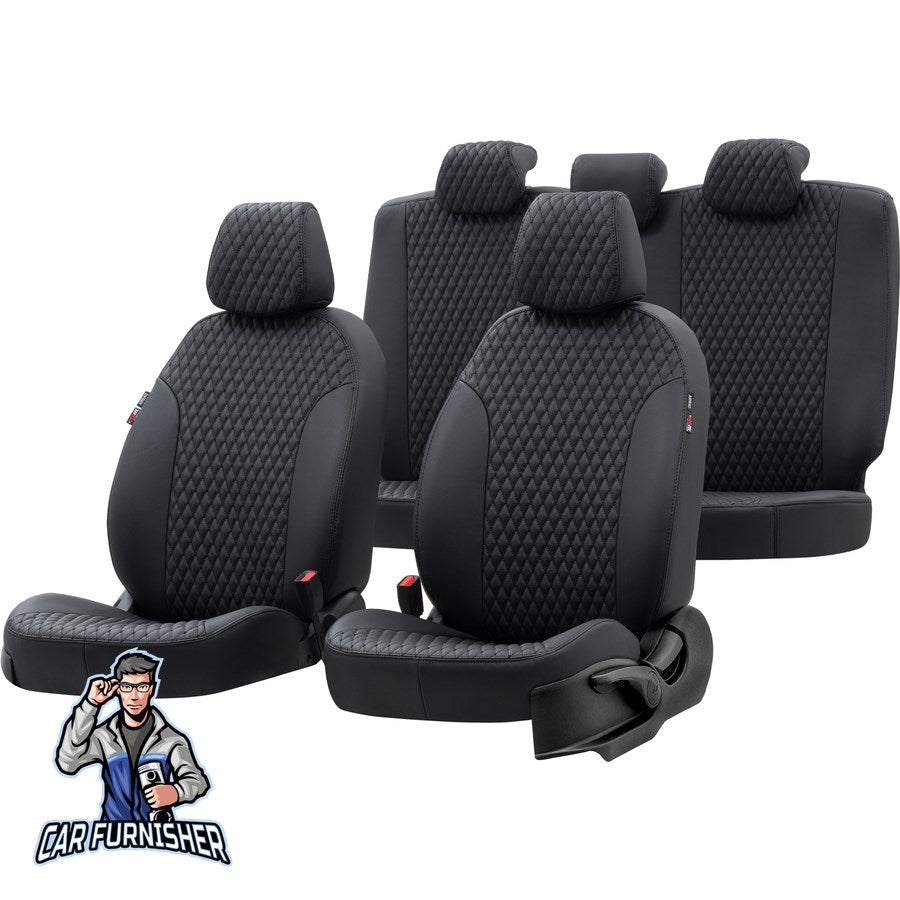 Peugeot 307 Car Seat Covers 2001-2008 Amsterdam Design Black Full Set (5 Seats + Handrest) Full Leather
