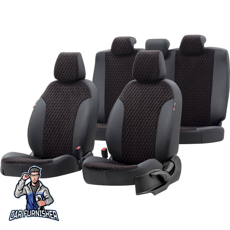 Peugeot 3008 Car Seat Covers 2009-2023 Amsterdam Foal Feather Black Full Set (5 Seats + Handrest) Leather & Foal Feather