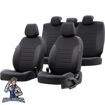Peugeot 208 Seat Covers Paris Leather & Jacquard Design Black Leather & Jacquard Fabric