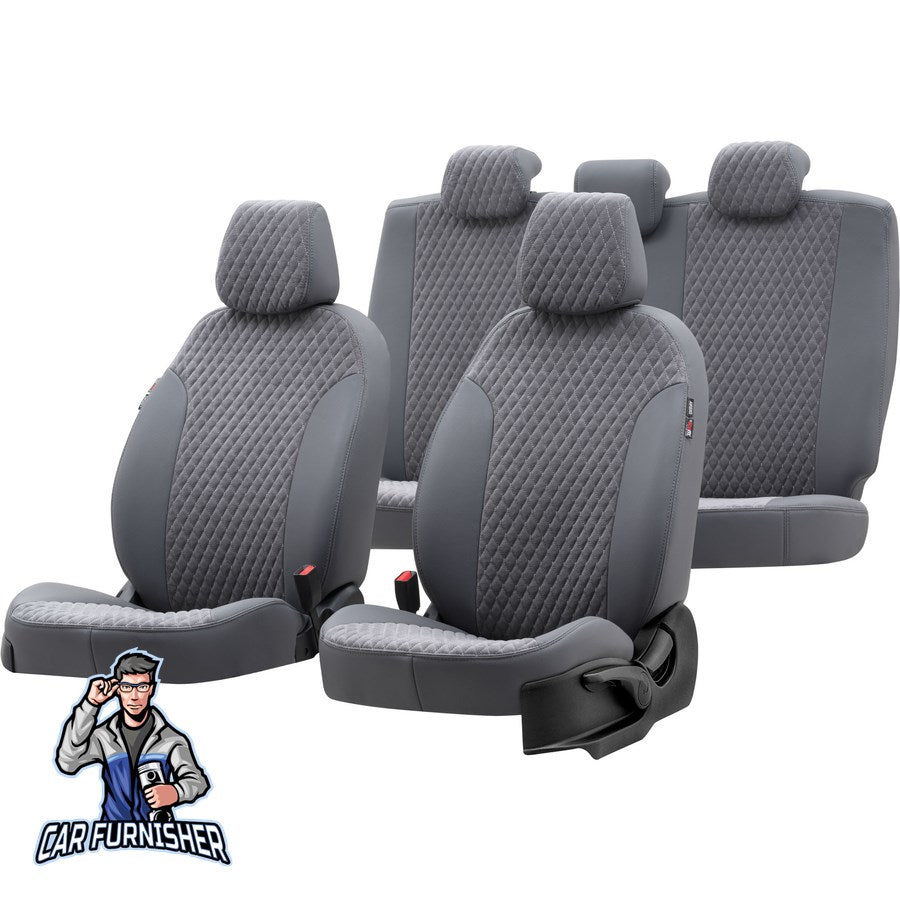 Nissan Skystar Car Seat Covers 1998-2010 Amsterdam Foal Feather Smoked Black Full Set (5 Seats + Handrest) Leather & Foal Feather