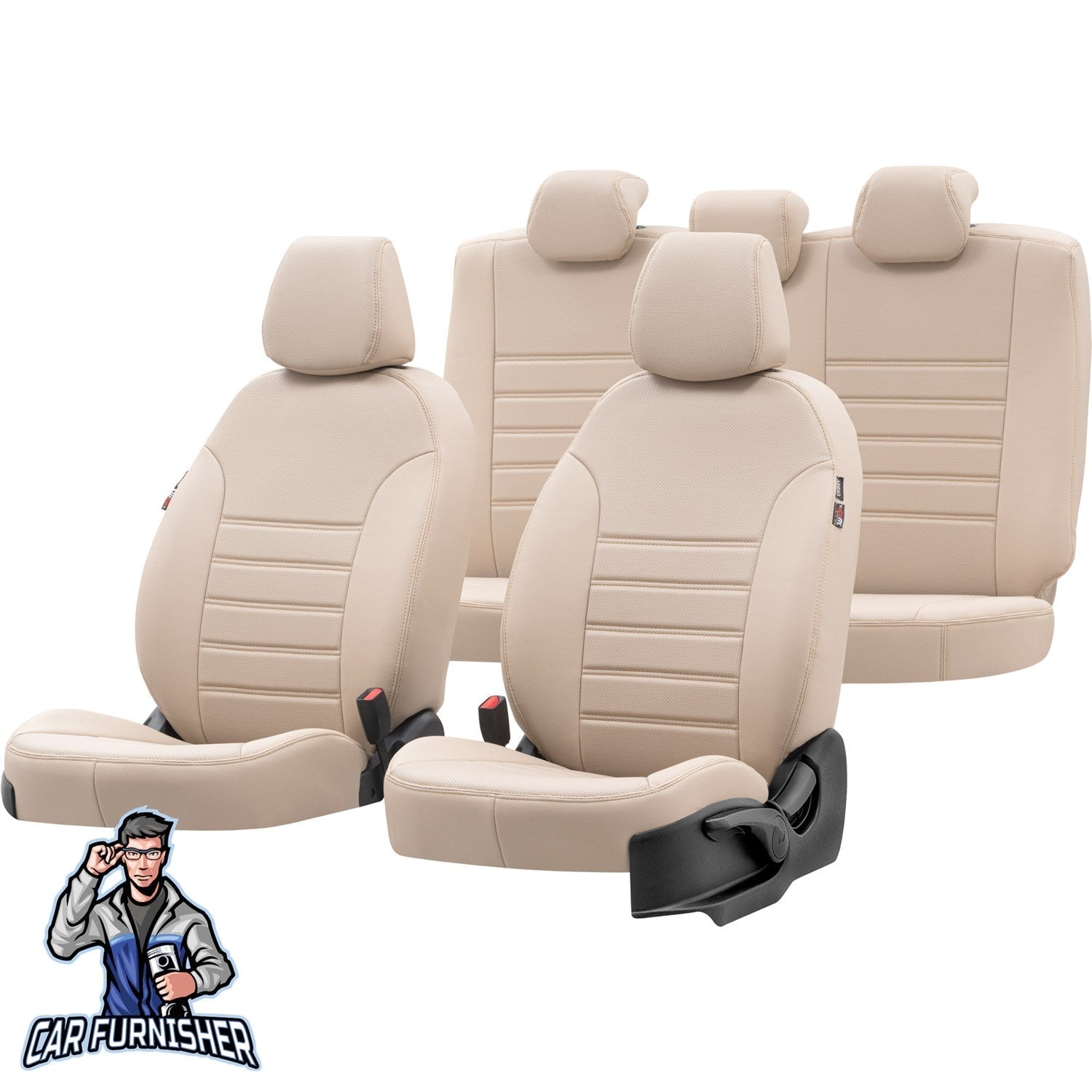 Skoda Superb Car Seat Covers 2002-2023 New York Design Beige Full Set (5 Seats + Handrest) Leather & Fabric